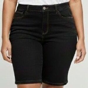 Judy Blue Black Denim Bermuda Shorts Women's 3XL High Rise Distressed